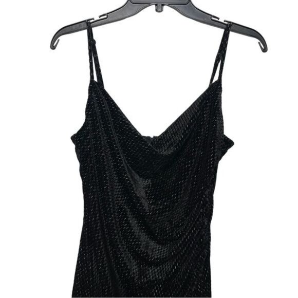 LAUNDRY BY SHELLI SEGAL Cocktail Velvet Sleeveless Midi Dress in Black Size 10 - Picture 6 of 9